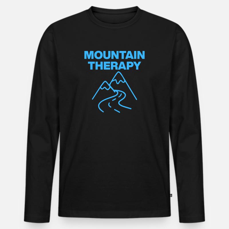 Mountain Therapy, Berge sind meine Thepie - Männer Premium Bio Langarmshirt - Schwarz