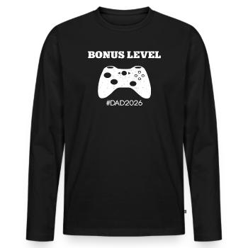 Leveled Up To Dad 2026 Papa Werden Bonus Level Dad - Männer Premium Bio Langarmshirt - Schwarz - Vorne - Nico (187cm)