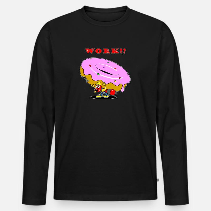 Ant Donut Worker Cartoon - Männer Premium Bio Langarmshirt - Schwarz