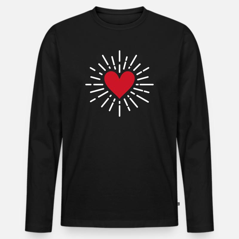 Herz - Männer Premium Bio Langarmshirt - Schwarz