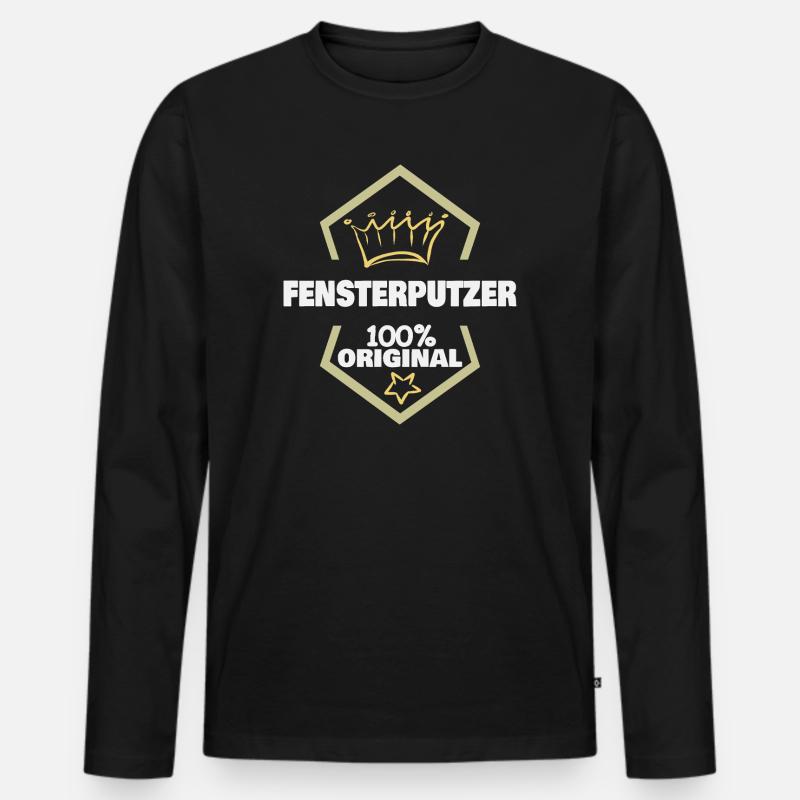 Fensterputzer als Arbeit - Männer Premium Bio Langarmshirt - Schwarz