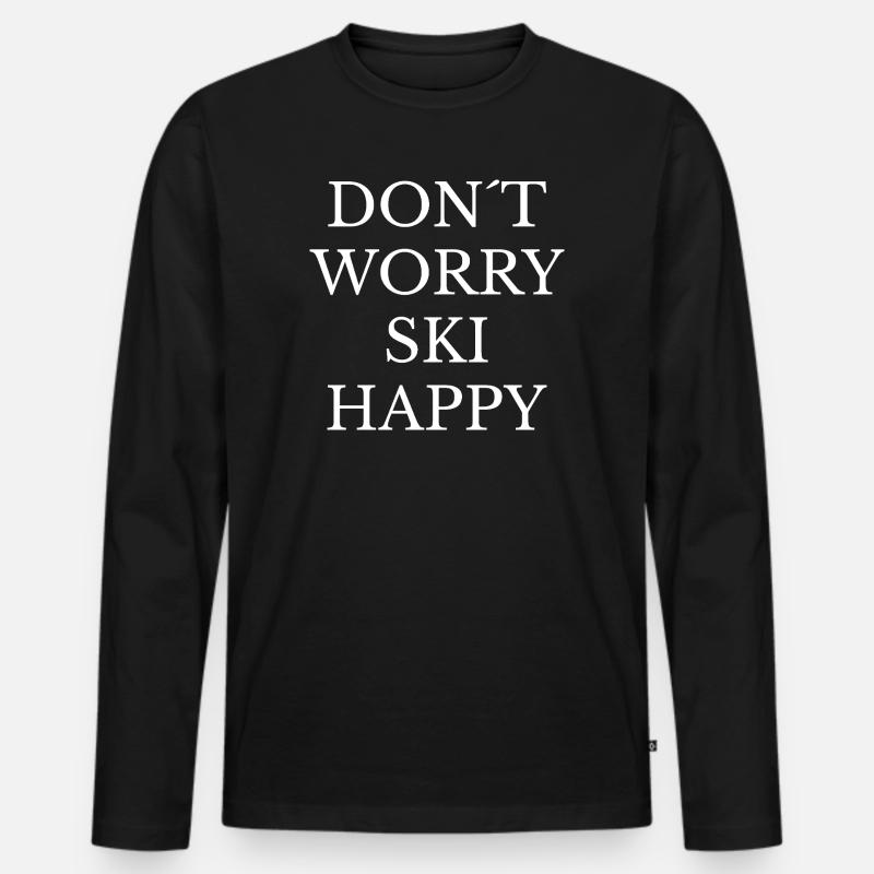 Ski Happy Vibes - Männer Premium Bio Langarmshirt - Schwarz