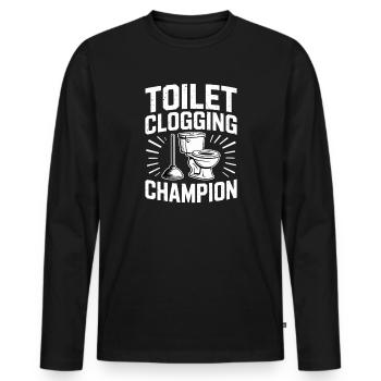 Toilet Clogging Champion Klo Humor - Männer Premium Bio Langarmshirt - Schwarz - Vorne - Nico (187cm)