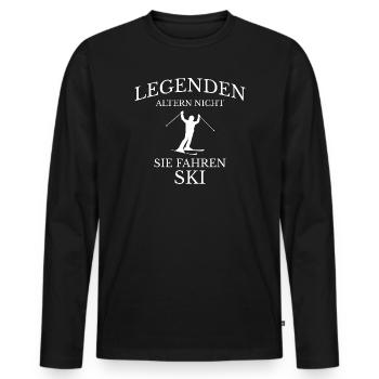 Légendes Conduisant un ski Dicton-design - T-shirt manches longues Premium bio Homme - noir - Devant - Nico (187cm)