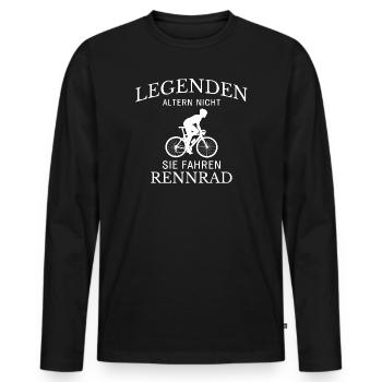 Légendes faisant du vélo de route : dicton - T-shirt manches longues Premium bio Homme - noir - Devant - Nico (187cm)