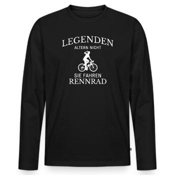 LEGENDEN ALTERN NICHT – SIE FAHREN RENNRAD - Männer Premium Bio Langarmshirt - Schwarz - Vorne - Nico (187cm)