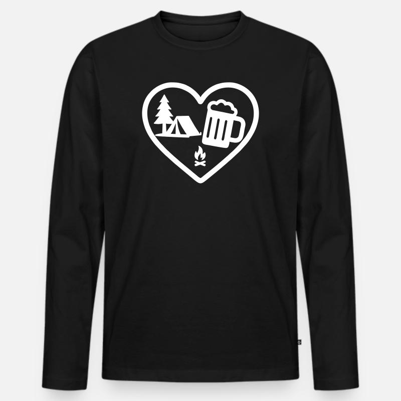 Heart Camping Bier - Männer Premium Bio Langarmshirt - Schwarz