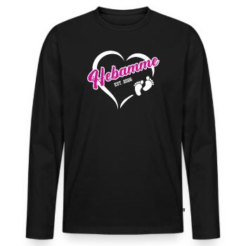 Hebamme 2026 Beruf Hebammenstudium Geburtshilfe - Männer Premium Bio Langarmshirt - Schwarz - Vorne - Nico (187cm)