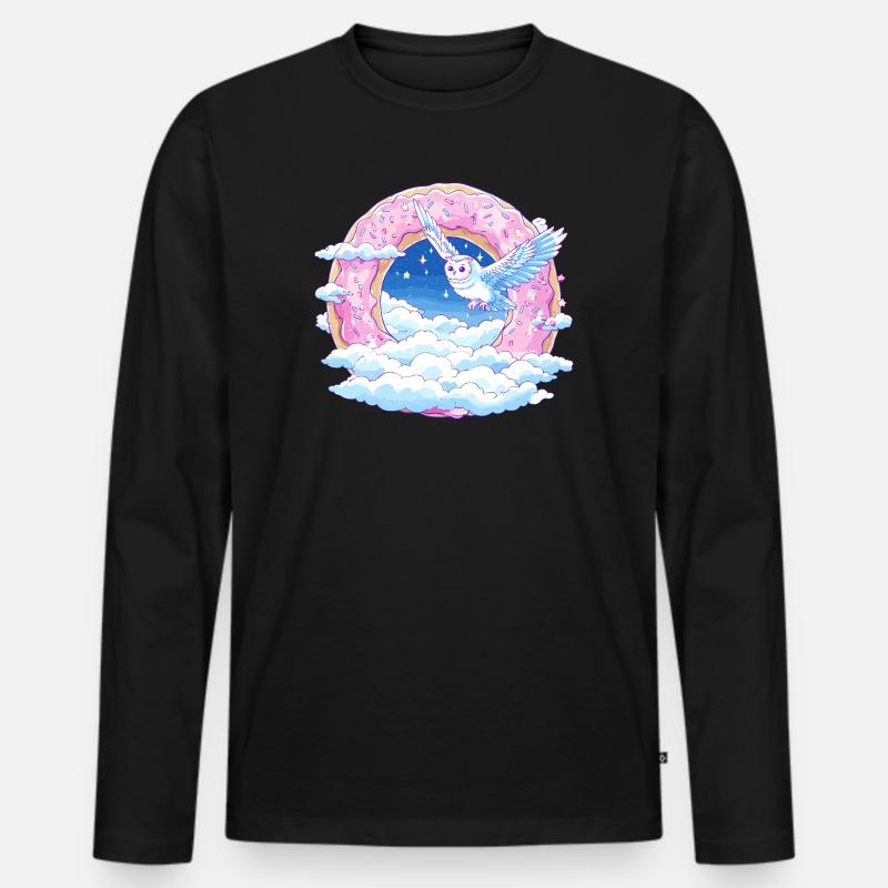 DonutHimmel Eulenflug - Männer Premium Bio Langarmshirt - Schwarz