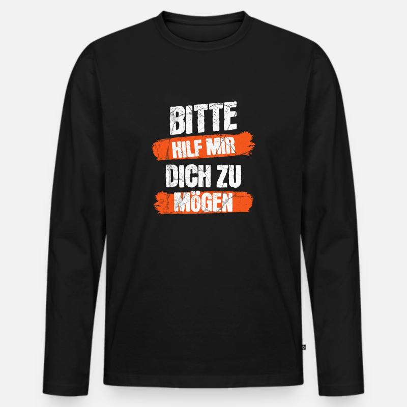 Hilf mir dich zu mögen - Männer Premium Bio Langarmshirt - Schwarz