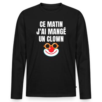 Clown, lustige Phrasen, Humor, lustig - Männer Premium Bio Langarmshirt - Schwarz - Vorne - Nico (187cm)