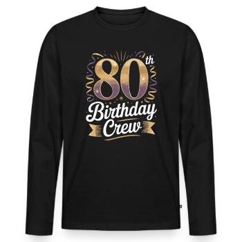 Équipe du 80e anniversaire - T-shirt manches longues Premium bio Homme - noir - Devant - Nico (187cm)