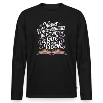 The Power of a Girl with a Book – Reading - Men's Premium Organic Long Sleeve Shirt - black - Front - Nico (187cm)