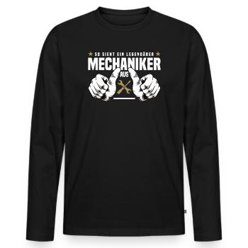 mécanicien - T-shirt manches longues Premium bio Homme - noir - Devant - Nico (187cm)