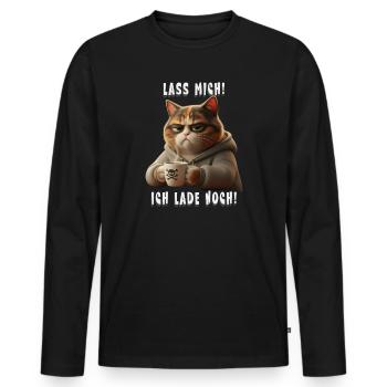 Grumpy Katze mit Kaffee Hoodie Morgenmuffel - T-shirt manches longues Premium bio Homme - noir - Devant - Nico (187cm)