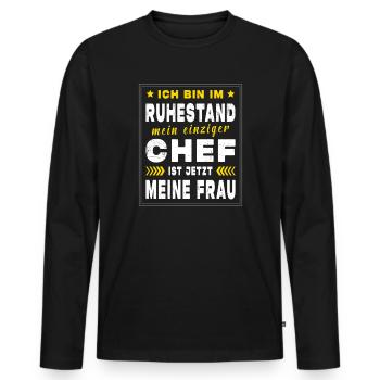 Rentner Ruhestand Geschenkidee - Männer Premium Bio Langarmshirt - Schwarz - Vorne - Nico (187cm)
