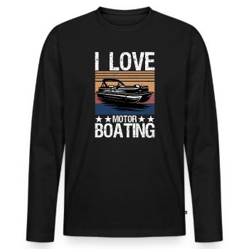 I Love Motor Boating Motorboating Funny Boat - Men's Premium Organic Long Sleeve Shirt - black - Front - Nico (187cm)