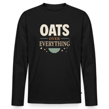 Porridge Breakfast Culture Overnight - Men's Premium Organic Long Sleeve Shirt - black - Front - Nico (187cm)