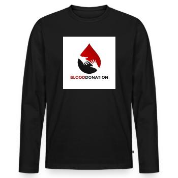 Emblem der Blutspendehände - Männer Premium Bio Langarmshirt - Schwarz - Vorne - Nico (187cm)