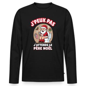 Noël 2025 Drôle Père Noël Mignon Cadeau - Men's Premium Organic Long Sleeve Shirt - black - Front - Nico (187cm)