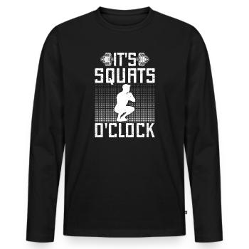 Gym Junkies It´s Squats O´Clock Calisthenics - Männer Premium Bio Langarmshirt - Schwarz - Vorne - Nico (187cm)