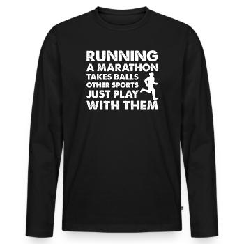 Coureur de marathon Un marathon demande du courage - T-shirt manches longues Premium bio Homme - noir - Devant - Nico (187cm)