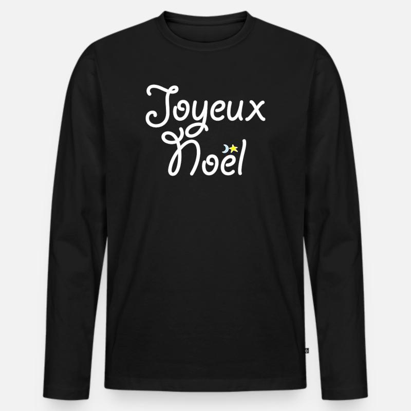 Frohe Weihnachten - Männer Premium Bio Langarmshirt - Schwarz
