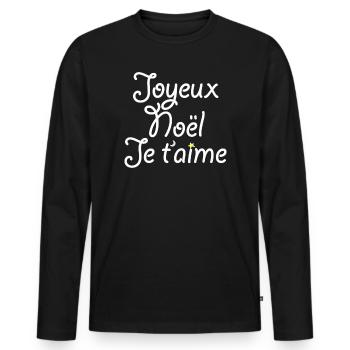 Joyeux Noël Je t'aime - T-shirt manches longues Premium bio Homme - noir - Devant - Nico (187cm)