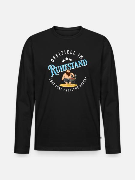 Officially retired – Funny pensioner motif - Men's Premium Organic Long Sleeve Shirt - black