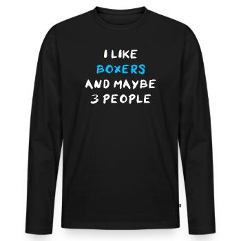 Boxer Dog - Men's Premium Organic Long Sleeve Shirt - black - Front - Nico (187cm)
