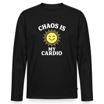 Chaos est mon drôle de discours cardio - T-shirt manches longues Premium bio Homme - noir - Devant - Nico (187cm)