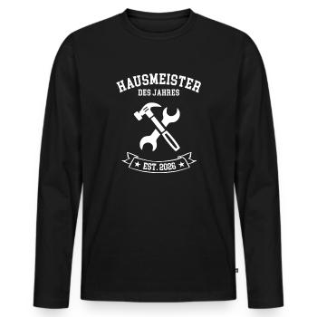 Gestionnaire immobilier gardien de l’année 2026 - T-shirt manches longues Premium bio Homme - noir - Devant - Nico (187cm)