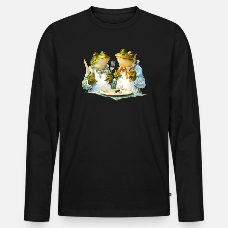 Froschköche am Tisch - Männer Premium Bio Langarmshirt - Schwarz