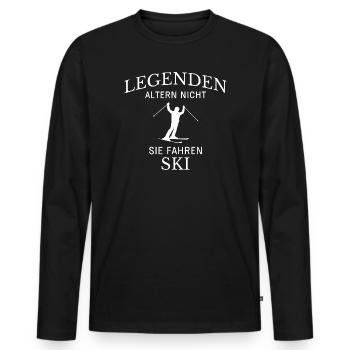 Légendes : Ski Ski Dicton - T-shirt manches longues Premium bio Homme - noir - Devant - Nico (187cm)