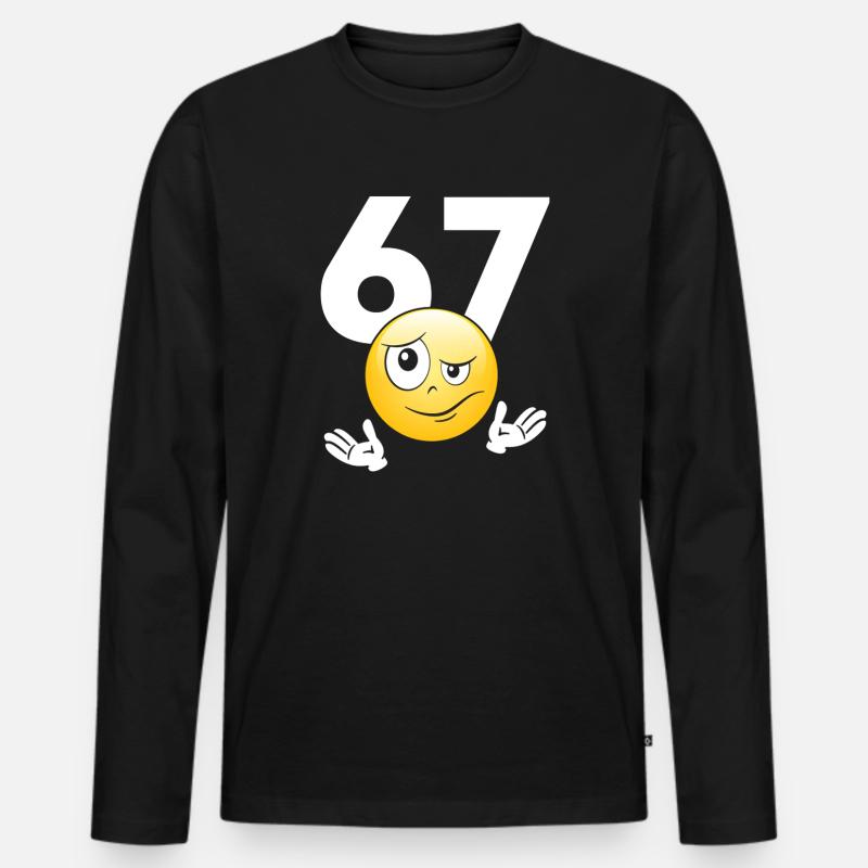 Numer 67 z emotikonem - Männer Premium Bio Langarmshirt - Schwarz