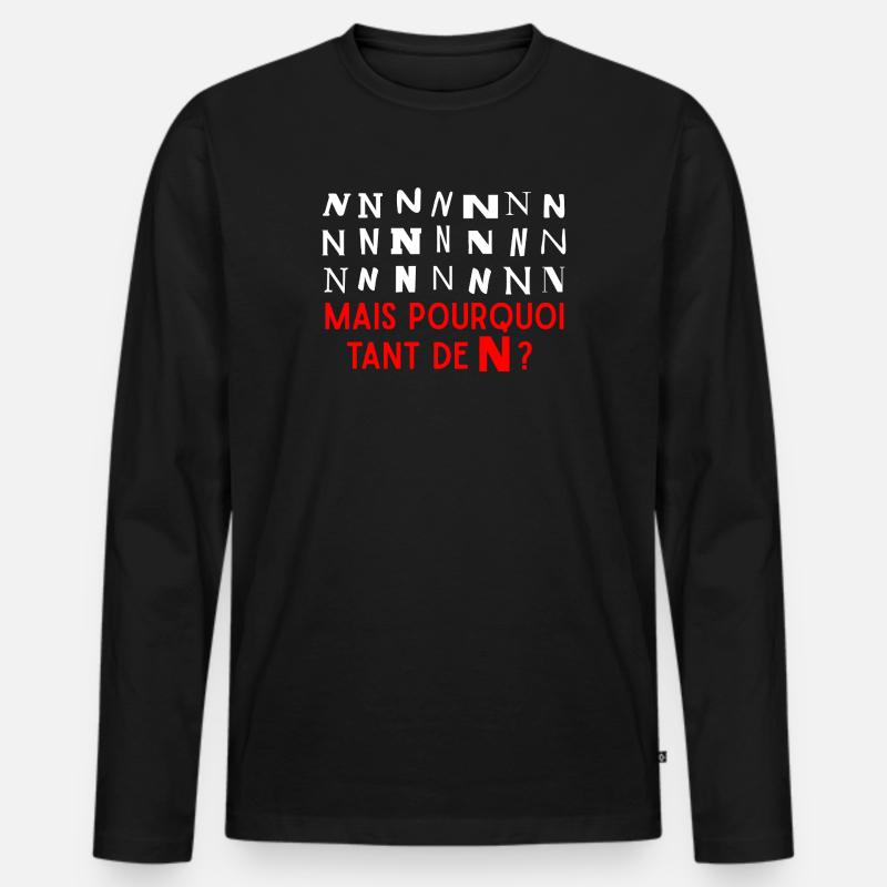 Warum so viele N's? - Männer Premium Bio Langarmshirt - Schwarz