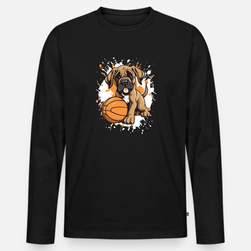 Puppy Dunk im Basketballbild - Männer Premium Bio Langarmshirt - Schwarz