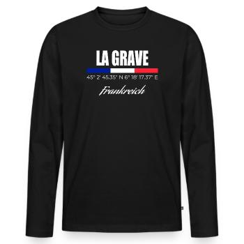 La Grave - Men's Premium Organic Long Sleeve Shirt - black - Front - Nico (187cm)