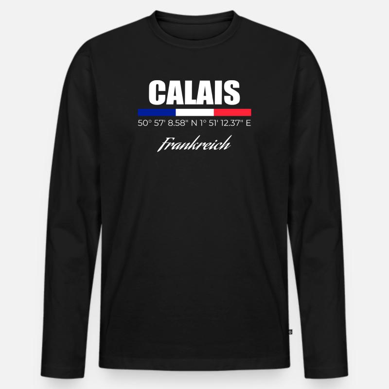 Calais - Männer Premium Bio Langarmshirt - Schwarz