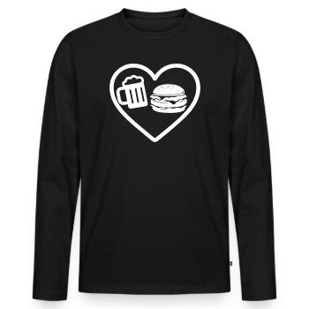 Heart Burger Beer - Men's Premium Organic Long Sleeve Shirt - black - Front - Nico (187cm)