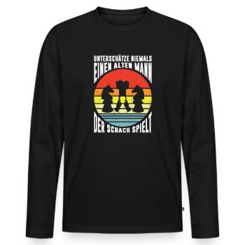 Schachspieler Geschenke Schach Zubehör Schachbrett - Männer Premium Bio Langarmshirt - Schwarz - Vorne - Nico (187cm)