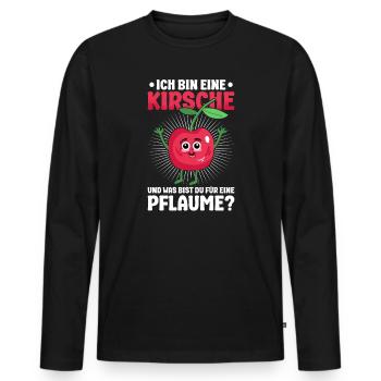 Cerise Expressions drôles Tenues amusantes Ironie - T-shirt manches longues Premium bio Homme - noir - Devant - Nico (187cm)