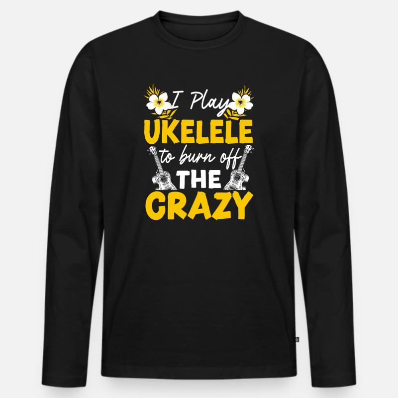 Hawaiian Ukulele Uke I Play - Männer Premium Bio Langarmshirt - Schwarz