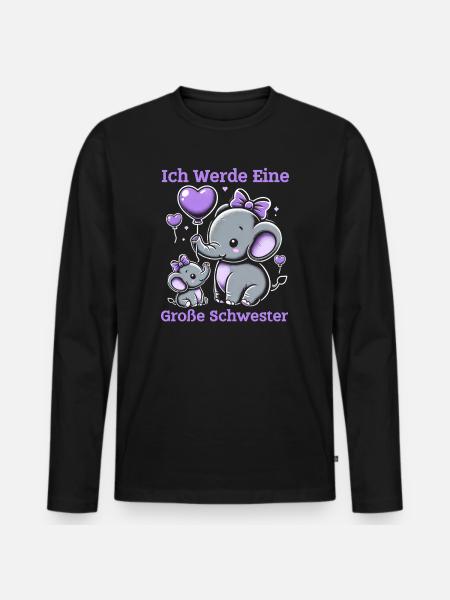 Big Sister Elephants Older Sibling - Men's Premium Organic Long Sleeve Shirt - black