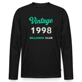 Millésime 1998 – Année de naissance rétro du Billiards Club - T-shirt manches longues Premium bio Homme - noir - Devant - Nico (187cm)