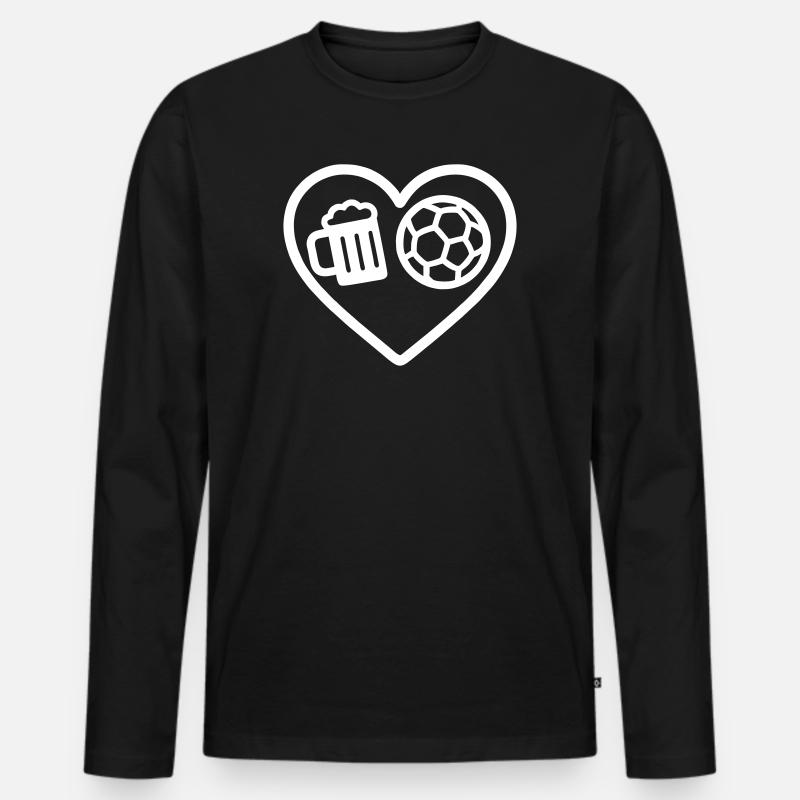 Heart Handball Bier - Männer Premium Bio Langarmshirt - Schwarz