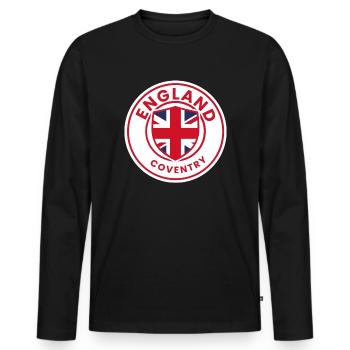 Coventry Crest inspiriertes Rundell - Männer Premium Bio Langarmshirt - Schwarz - Vorne - Nico (187cm)