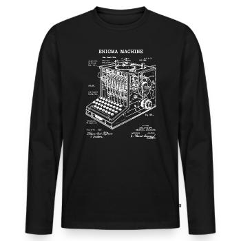 Enigma-Maschinenbauplan - Männer Premium Bio Langarmshirt - Schwarz - Vorne - Nico (187cm)