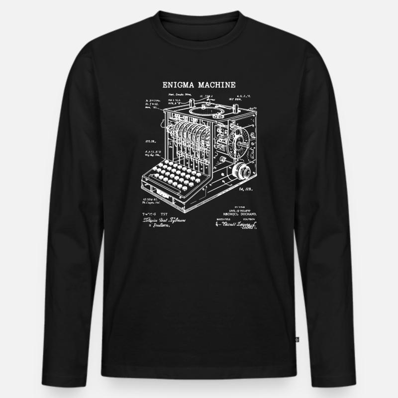 Enigma-Maschinenbauplan - Männer Premium Bio Langarmshirt - Schwarz