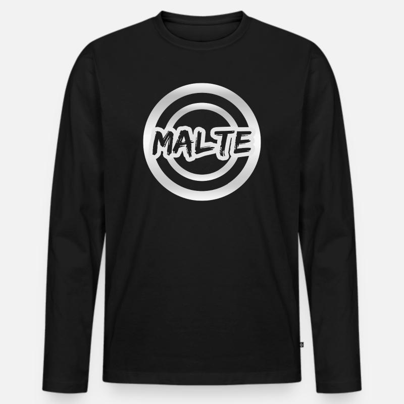 Geschenk Malte - Männer Premium Bio Langarmshirt - Schwarz